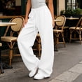 thumbnail image 3 of YODETEY Women's High Waist Drawstring Baggy Wide Leg Sweatpants,Women’s White,Size S-3XL, 3 of 8