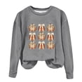 thumbnail image 2 of CLOISE Women Halloween Sweatshirts Trendy Pumpkin Print Oversized Sweatshirts Fall Long Sleeve Crewneck Hoodies Shirts Comfy Tops Halloween Party Clothes Gray 2XL Treat, 2 of 3