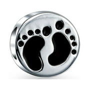 Bling Jewelry Feet Footprints Family New Mother Child Charm Bead Sterling Silver