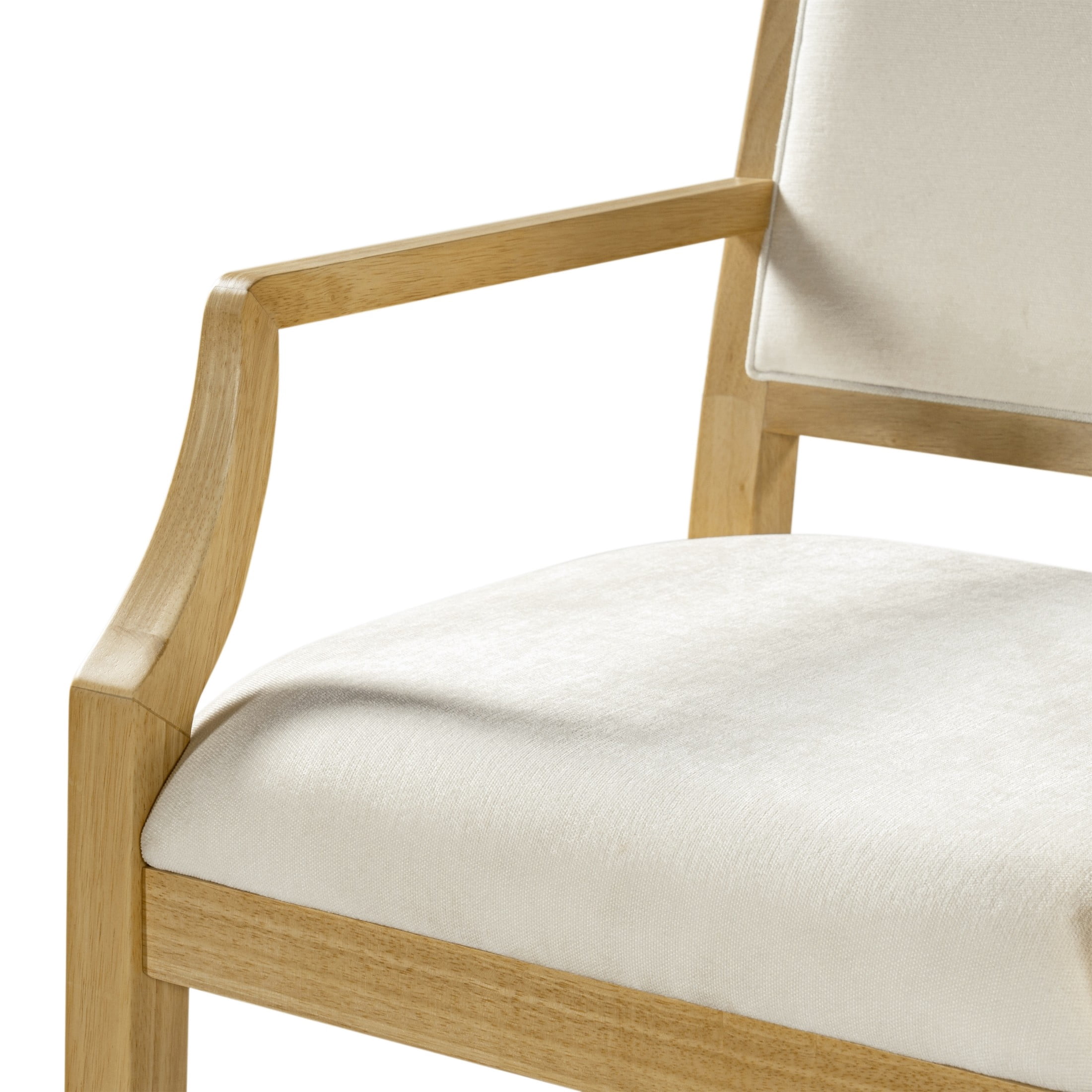 Christopher Knight Home Modern Upholstered Arm Dining Chairs, Rubberwood Frame, Beige+Natural, Set of 2