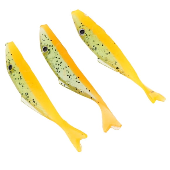 3Pcs Silicone s Worm Swim Crank 9.5 cm/3.7 inch Vivid Design Bright Color Yellow