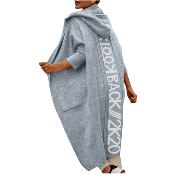 Aoochasliy Womens Blazer Jacket Long Sleeve Overcoat Tops Mid-length Cardigan Knitted Sweater