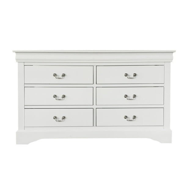 Acme Furniture Louis Philippe Iii White Dresser With Six Drawers
