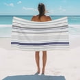 thumbnail image 3 of Beach Towel Blue Grey Stripes Bath Pool Towels Simple Geometric Absorbent Beach Towel Soft Large Quick Dry Lightweight Camping Travel Sports Yoga Gym Swim Towels for Adult 35x70 Inch, 3 of 9