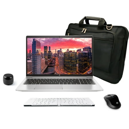 HP ProBook 450 G8 15.6in Notebook Bundle with Intel Core i5 4-Core, 8GB DDR4, 256GB SSD, FHD, Webcam, WiFi, Win 10 Pro, HP X3000 G2 Mouse, Bluetooth Travel Friendly Speaker, Folding Keyboard, Bag