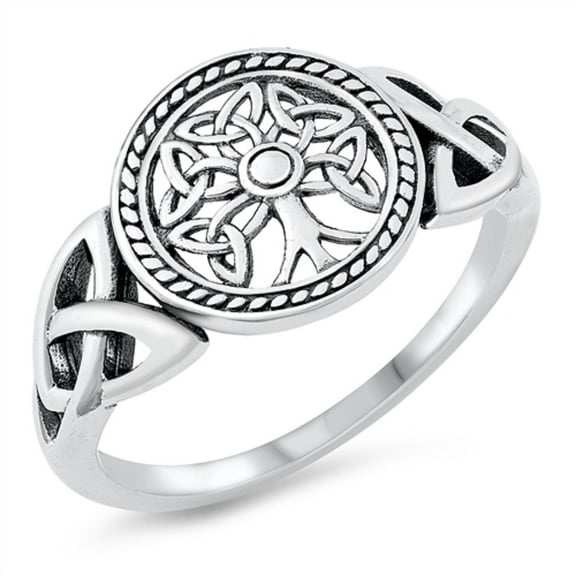 Sterling Silver Celtic Tree of Life Signet Ring Size 7
