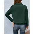 thumbnail image 6 of Womens Casual Textured Long Sleeve Henley Button V Neck Loose Pullover Trendy Fall Outfits Tops Dark Green XL, 6 of 7