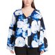 thumbnail image 1 of Calvin Klein Camisa con botones florales para mujer, Azul, 3X, 1 of 1
