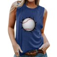 thumbnail image 1 of Gibobby Estación independiente Estilo europeo y americano Chaleco sin mangas Ropa de mujer Béisbol Impreso Camiseta suelta Casual Cuello redondo(Azul,G), 1 of 4