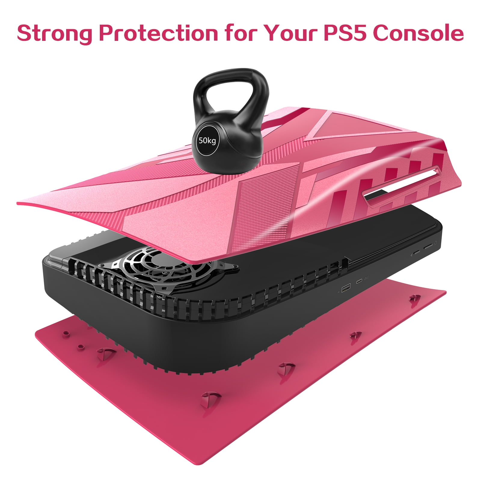 HEYSTOP PS5 Plates for PS5 Accessories, Anti-Scratch Dustproof Face Plates Replacement Accessories for Playstation 5 Disc Edition - Red