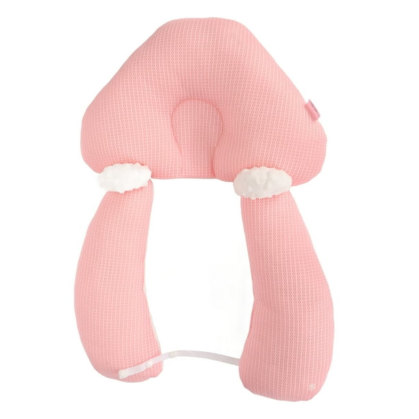 Almohada con forma de cabeza de bebé, soporte de lactancia suave, almohada ajustable para la cabeza, posicionamiento del bebé, rosa