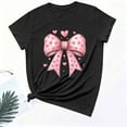 thumbnail image 3 of T Shirts for Women Ohufall Womens Tops Short Sleeve Bow Printed Valentines Shirts Summer Graphic Crewneck T-Shirts Basic Tees, 3 of 5