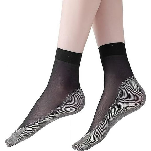 ERDOUY 5 Pairs Women's Nylon Ankle Short Sheer Socks（Black）