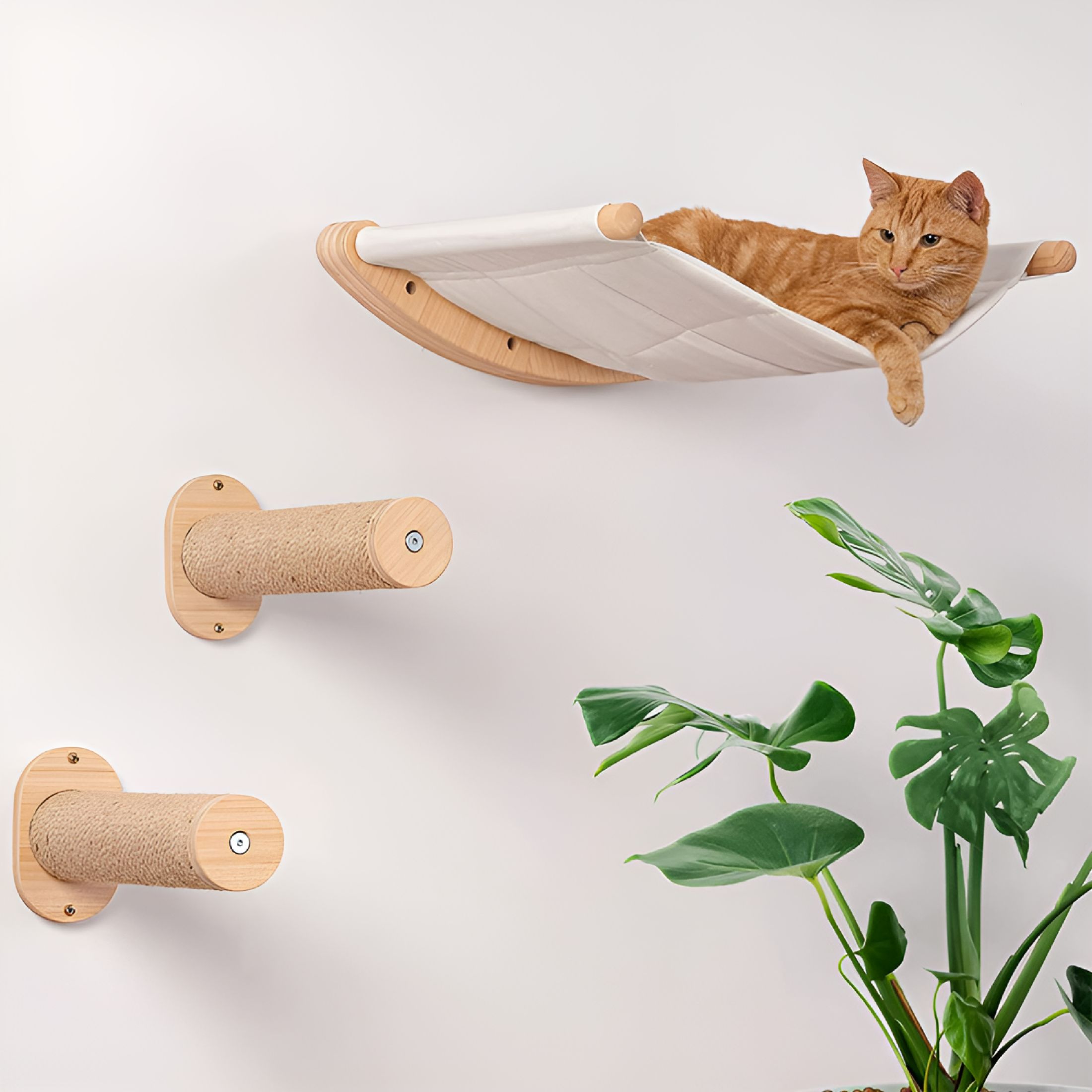 XIBUFE 2026 New Cat Hammock Wall Mounted Wooden Kitten Hanging Bed Pet Furniture Perches for Wall,Window,Room,Apartment,Indoor,Small Cats,Kittens
