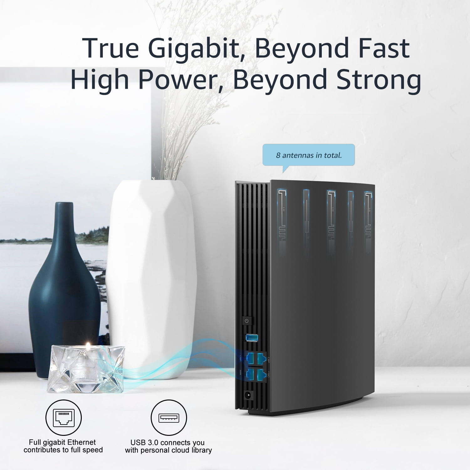 WAVLINK AC3200 WiFi Router, Dual Band Wireless Router with 2500sq.ft Coverage & 100 Devices| Support Guest WiFi, Parental Control, MU-MIMO, QoS, Beamforming