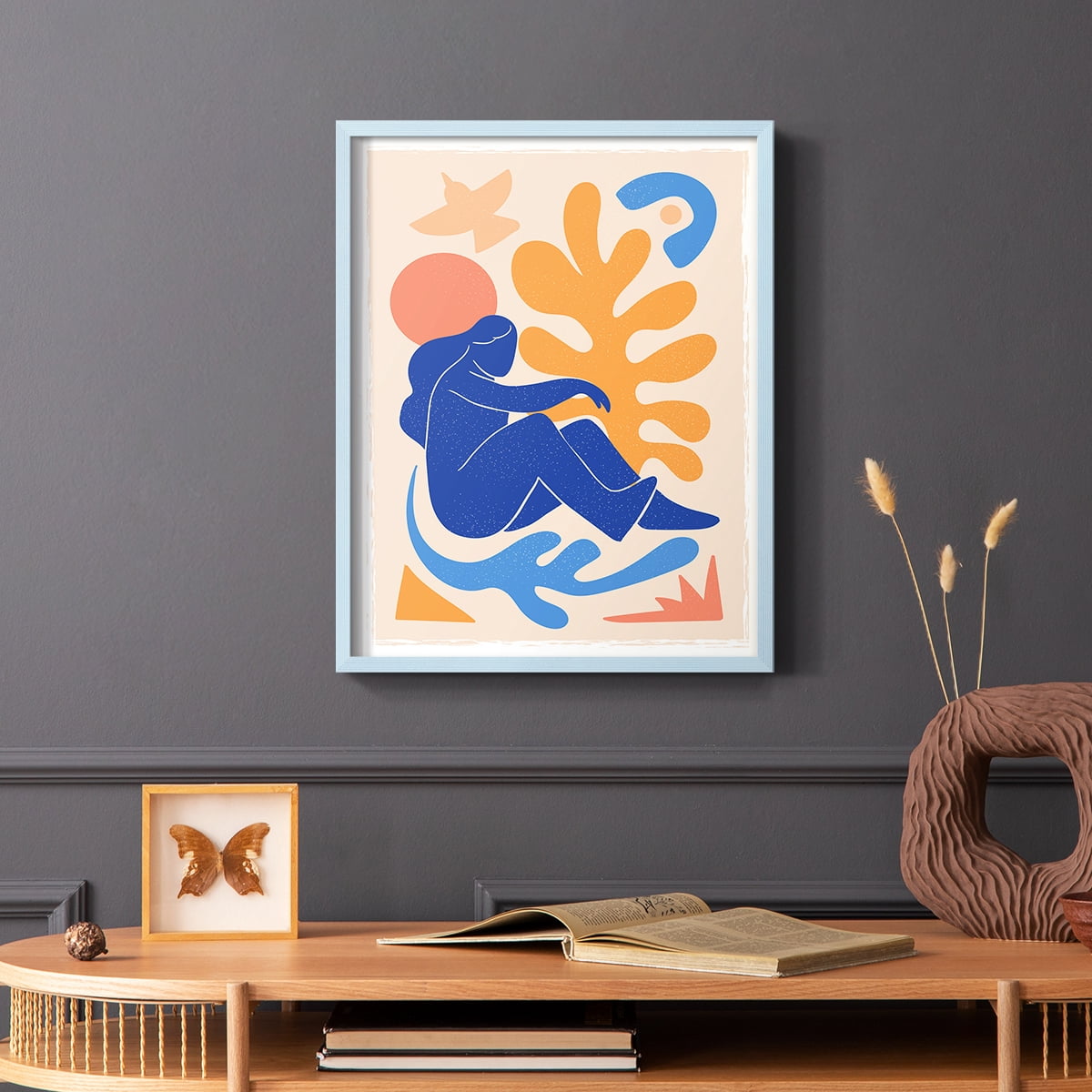 Matisse CCCLXII in Blue Solid Wood 22 x 28 Framed Print