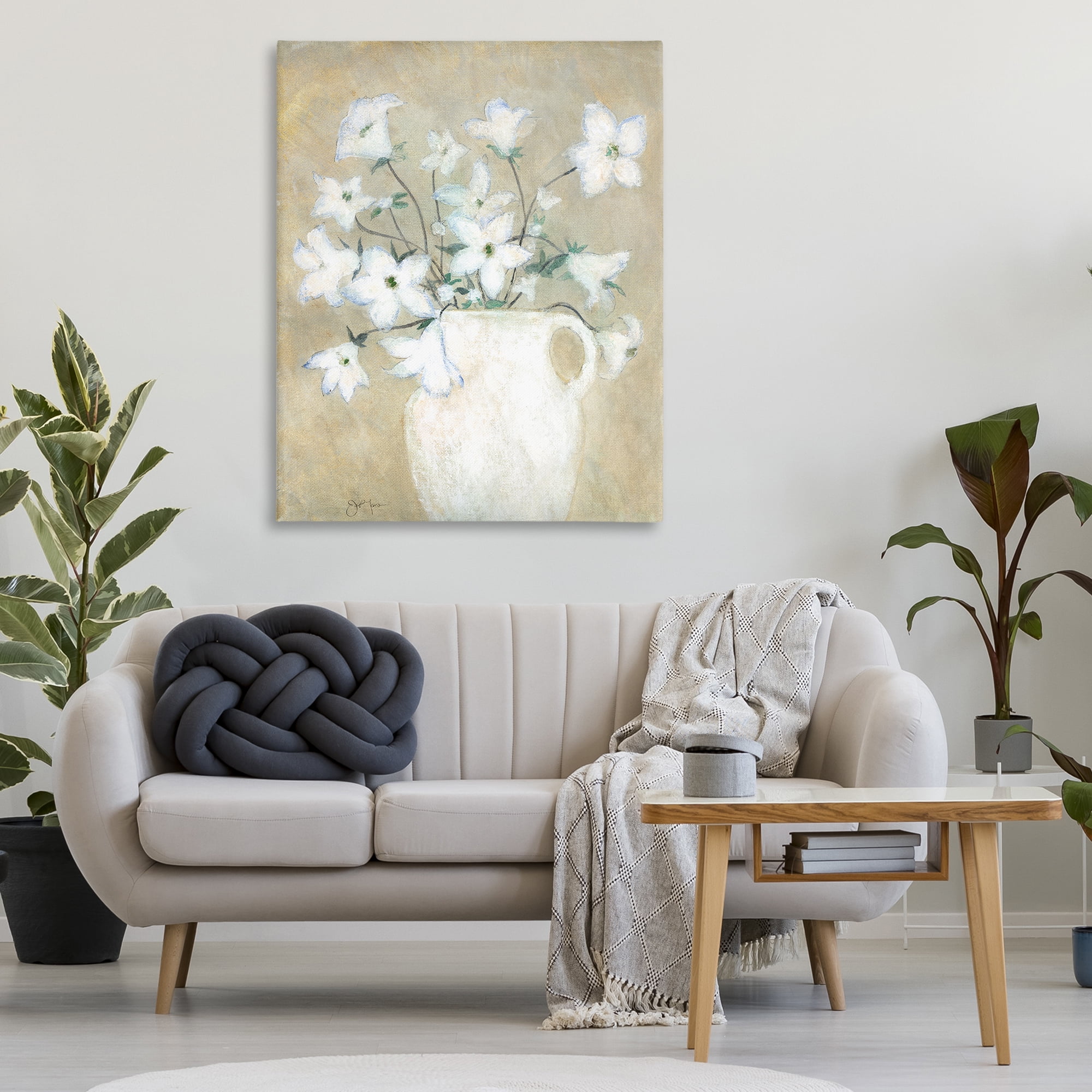 Stupell Industries Beige Rustic Pottery Plants & Flowers Painting Wrapped Canvas Art Print Wall Art, 36 x 48