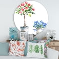 thumbnail image 2 of Designart 'Red and Blue Houseplants' Traditional Circle Metal Wall Art 29x29 - Disc of 29, 2 of 5