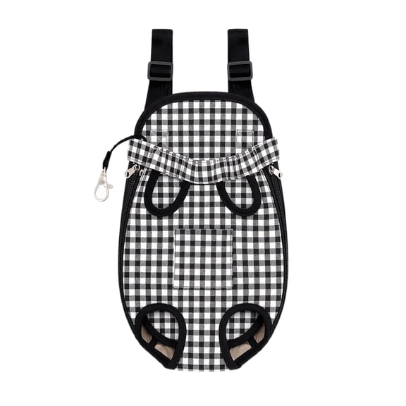 Front Wearable Cat Sling Backpack, Canvas Breathable Adjustable Carrier, Outdoor Travel Chest Bag for Small Dogs, Black, L