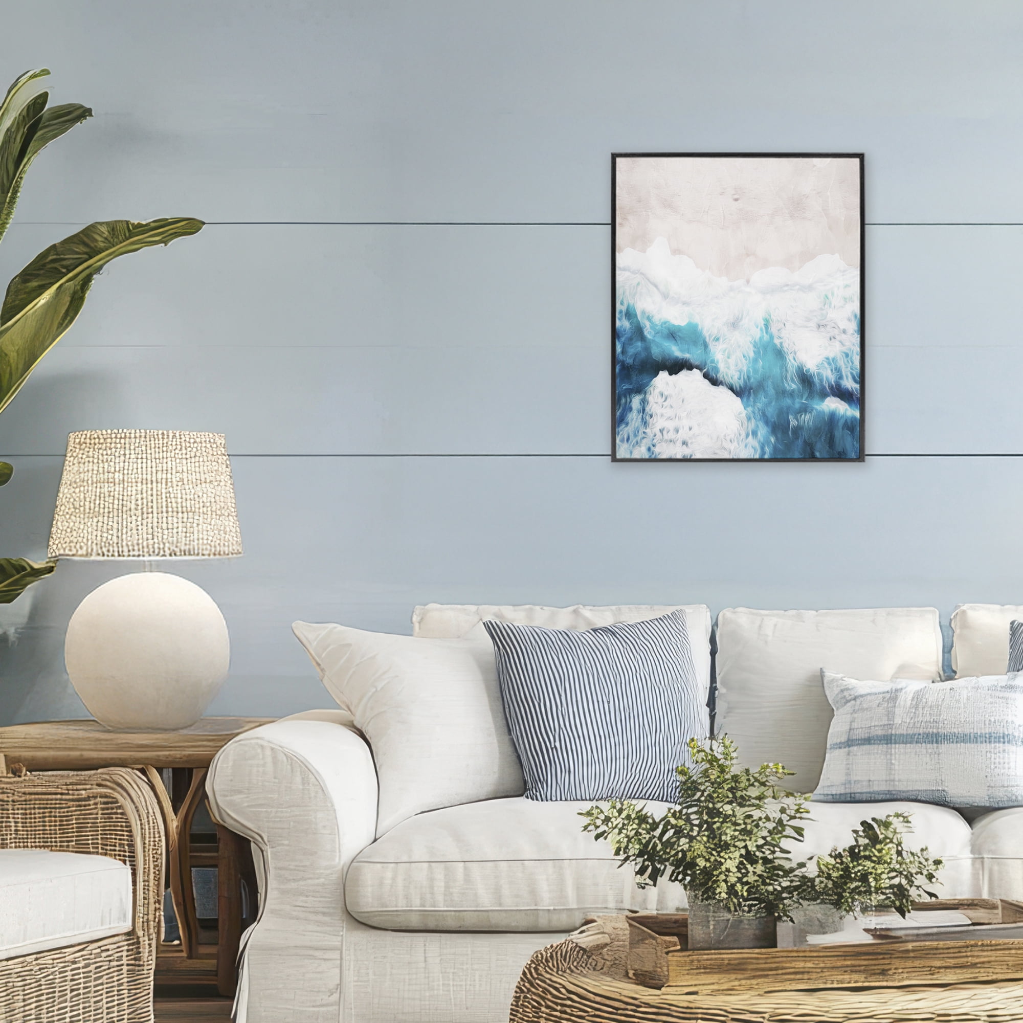 Stupell Industries On The Beach Aerial Black Framed Giclee Art, design by Milli Villa