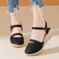 thumbnail image 2 of Women Espadrilles Wedge Sandals Closed Pointed Toe Casual Walking Sandal Ladies Slingback Ankle Strap Low Heel Shoes Black 8.5, 2 of 7