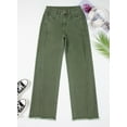 thumbnail image 3 of Women's Wide Leg Jeans High Waisted Strechy Raw Hem Denim Pants, 3 of 17