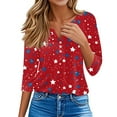 thumbnail image 4 of ASDFVBKG 4th Of July Shirts for Women 3/4 Length Sleeve Independence Day Tshirts Fashion Casual V Neck T Shirts Summer Star Striped Print Tunics Tops Loose Fit Blouses 2XL, 4 of 5