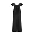thumbnail image 6 of Womens Fashion Summer Solid Casual V Neck Sleeveless Belted High Waist Long Pants Rompers, 6 of 8