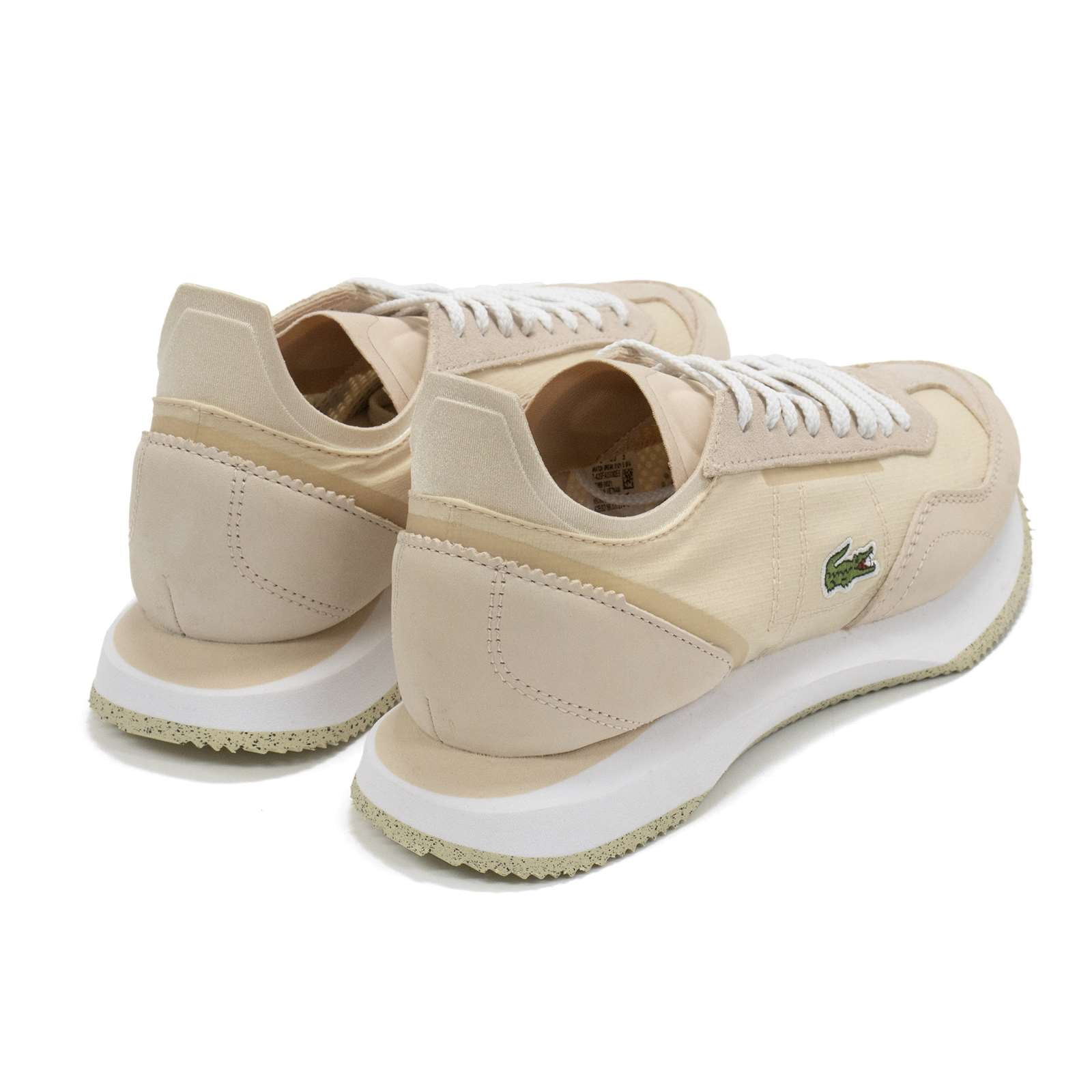 Lacoste Game Advance sneakers in white leather with pink back tab