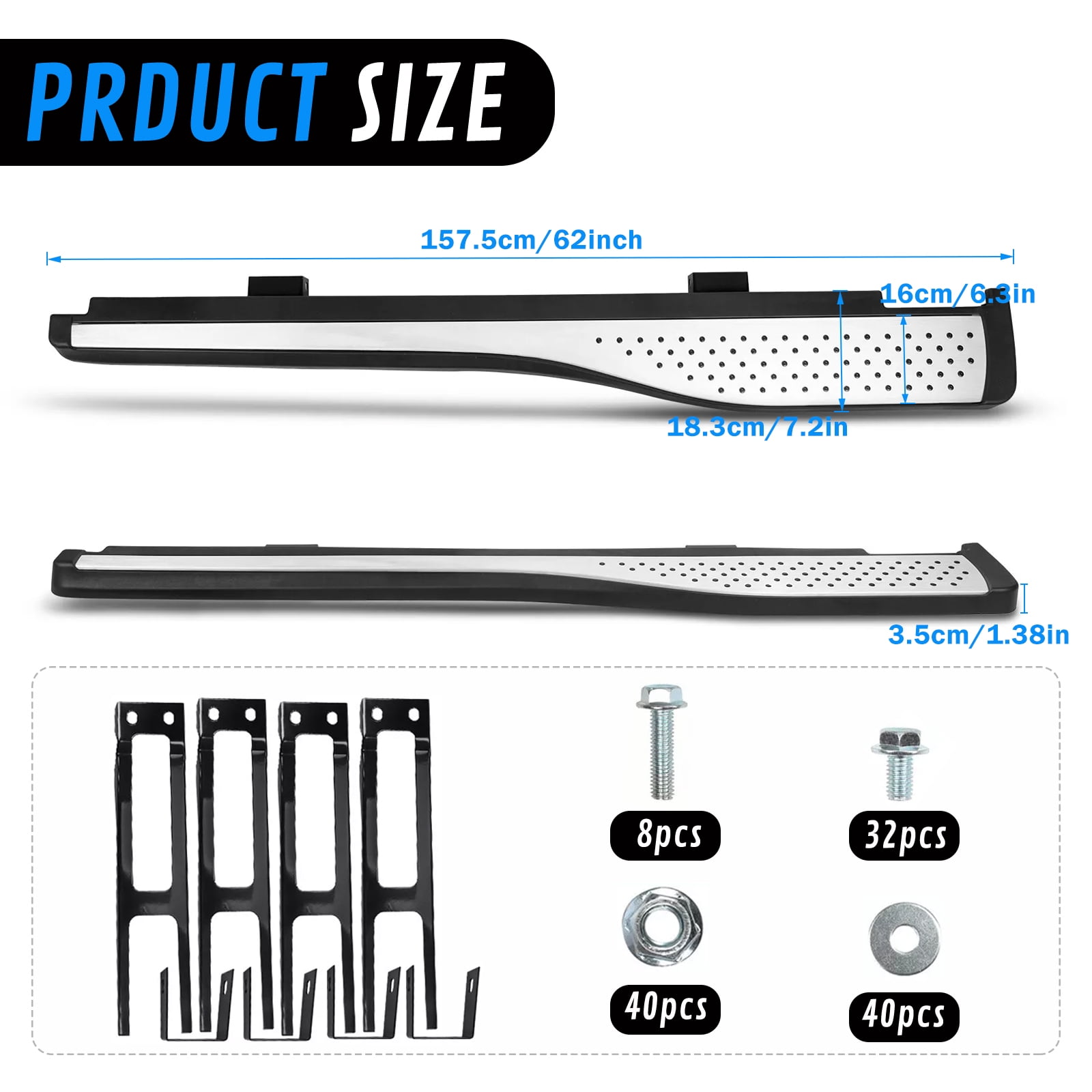 Running Board Compatible with 2012-2016 Honda CR-V, Aluminum Side Step Rail Nerf Bars, Silver