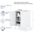 thumbnail image 4 of Elegant Metal Locker Cabinet with 2 Doors, Metal Accent Cabinets with 2 Adjustable Shelves, Sideboard for Kitchen Living Room Hallway Entryway,White, 4 of 7