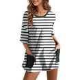thumbnail image 2 of aidice Summer Jumpsuits for Women Casual Crewneck Short Sleeve Comfy Striped Homewear Shorts Rompers, 2 of 6