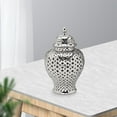 thumbnail image 3 of Large Ceramic Ginger Jar Porcelain Ginger Jar Carved Lattice with Lid Accessories Universal Tank Arrangement Living Room Decor ,, 3 of 8