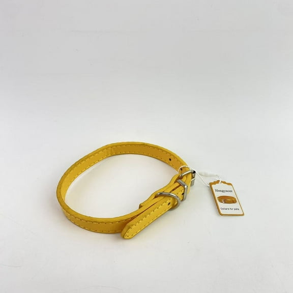 Hengyaoer Collars for pets,Padded Dog Collar - Best Full Grain Heavy Duty Genuine Leather Collar - Yellow - Extra Small