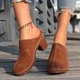thumbnail image 3 of FRSASU Women's Leather Mules Soft Non Slip Wedge Slip-On Closed Toe Sandals Summer Casual Walking Platform Slides Brown, 3 of 9