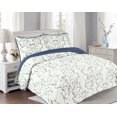 thumbnail image 1 of Marina Decoration Embroidered Stitching Coverlet Bedspread Ultra Soft Solid Bedding Summer Quilt Set with Quilted Sham, Navy Blue Branch Pattern, 1 of 7