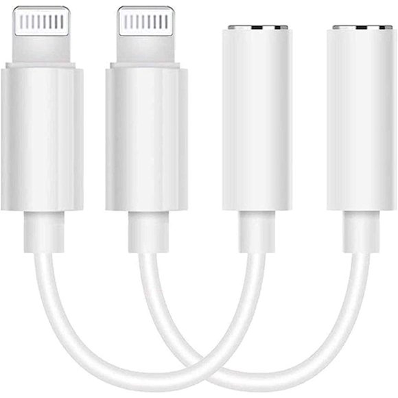 GHSDFBB iPhone Headphone Adapter, 2 Pack [Apple MFi Certified] Lightning to 3.5mm Headphone/Earphone Jack Aux Audio Adapter Converter Dongle Compatible for iPhone 14 13 12 11 XS XRx8 7 iPad,