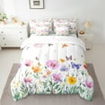 thumbnail image 3 of Manfei Floral Flower Twin Bedding Sets 7-Piece for Female, Rustic Butterfly Animal Bedding Comforter Set, Vintage French Style Reversible Sheet Sets, Super Cozy Room Decor, 3 of 8