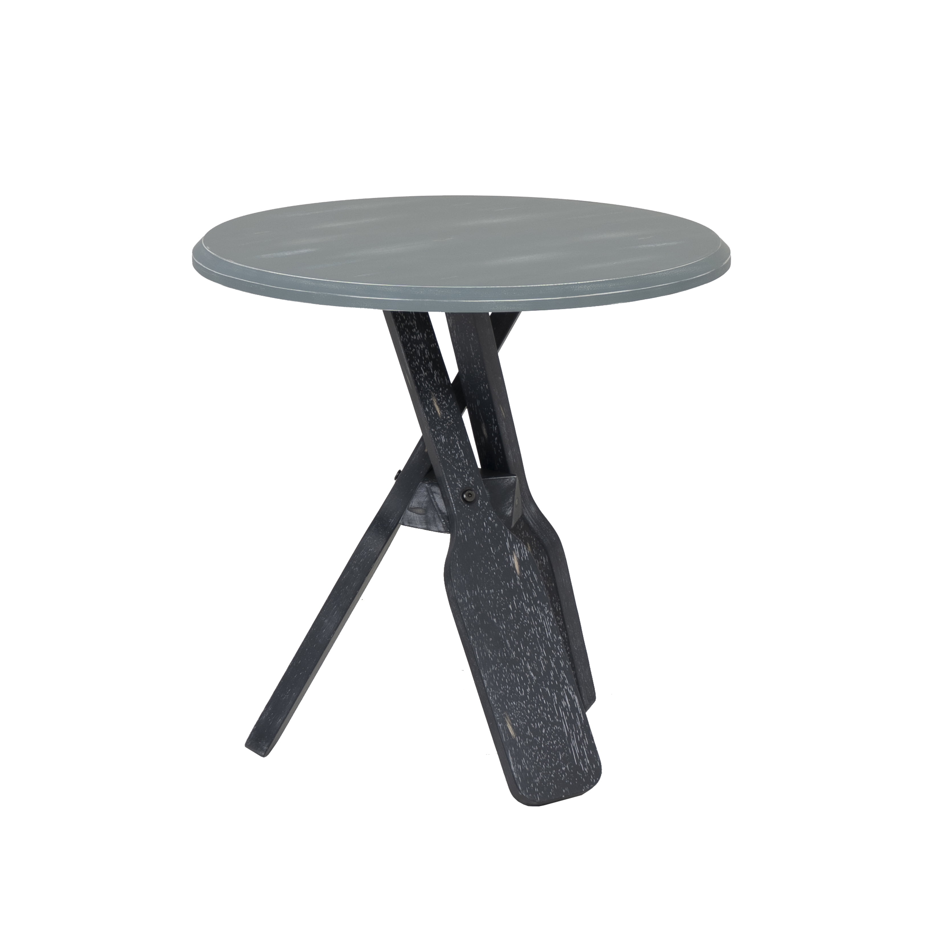 Powell Oreana Coastal Round Indoor Accent Side Table, 22" Tall, Blue/Gray