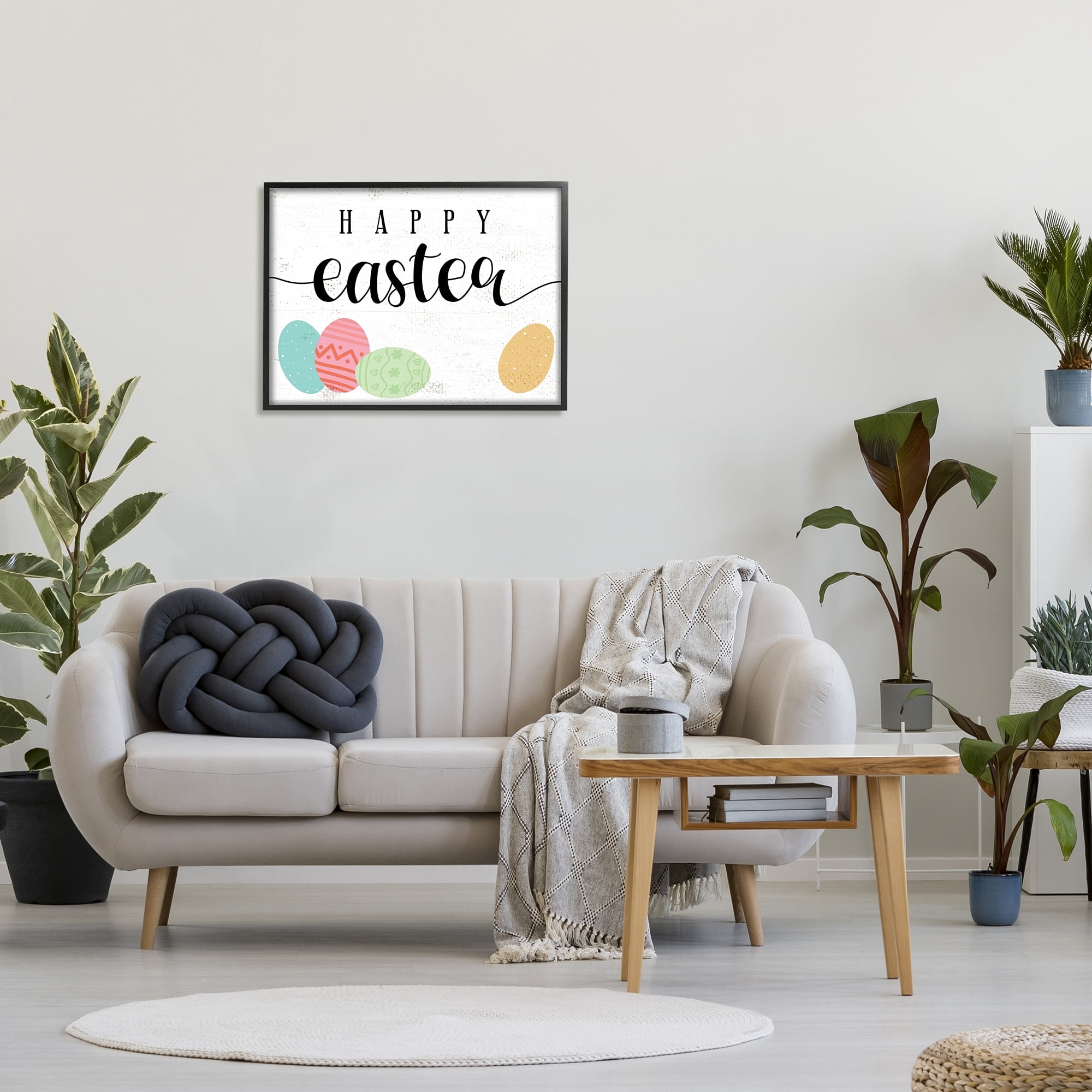 Stupell Industries Happy Easter Greeting Fun Pattern Spring Holiday Eggs, 30 x 24, Design by Daphne Polselli