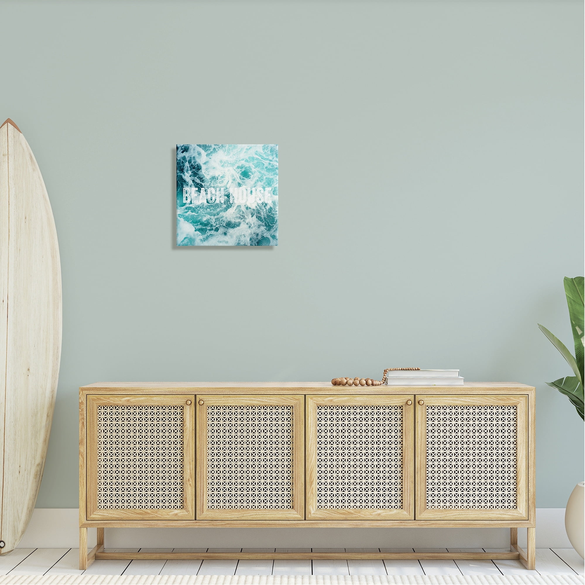 Stupell Industries Beach House Text Foamy Ocean Waves Aerial View Canvas Wall Art, 17 x 17, Design by Daniel Sproul