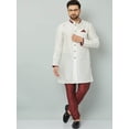 thumbnail image 1 of eloria Men's Trendy Indian Traditional White & Maroon Silk Blend Solid Sherwani With churidar, 1 of 8