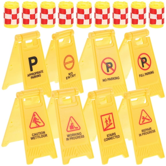 KAKOWELY traffic signs 16Pcs Traffic Anti-collision Barrels Toys Traffic Signs Kids Early Teaching Toys1.57"X0.79"X0.08"