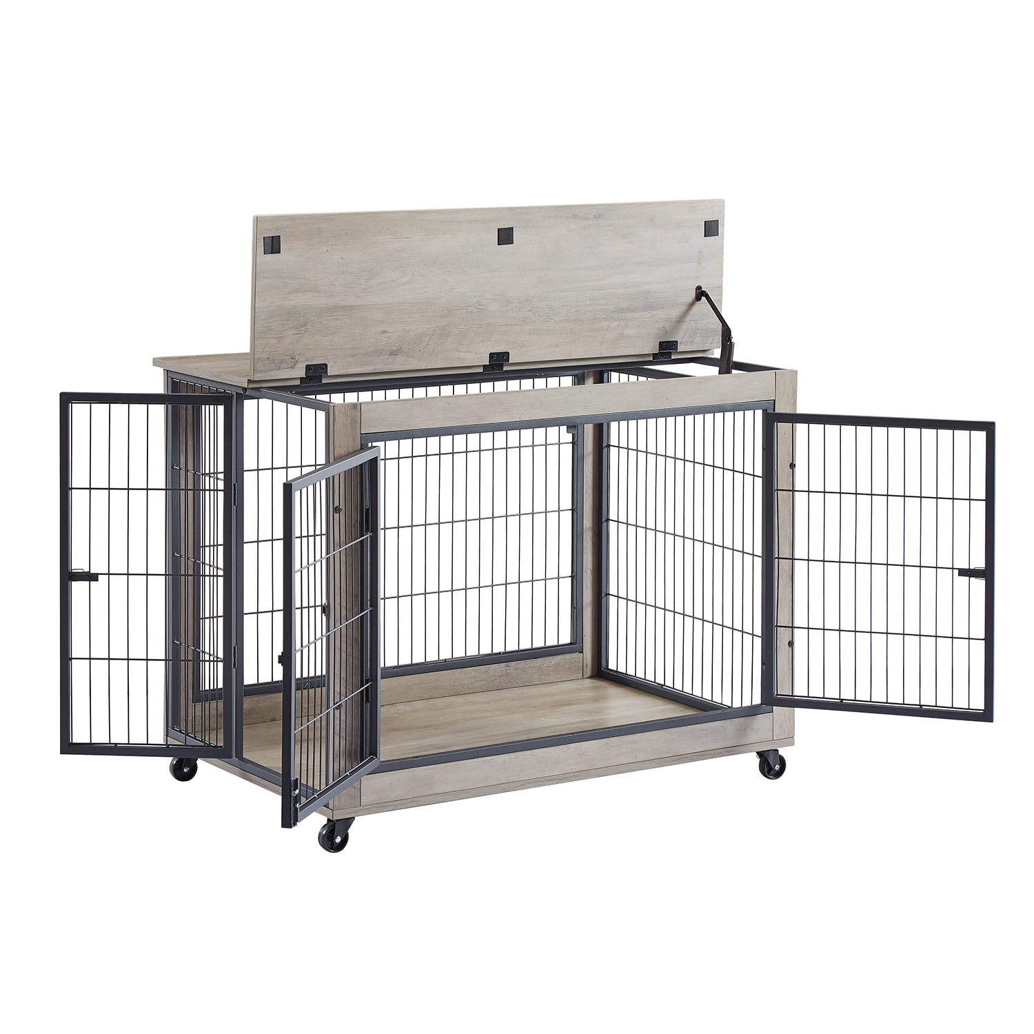 Pefilos 27" Dog Crate for Indoor Side End Table Dog Cage with Double Doors and Lift Top Heavy-Duty Pet Cages for Dogs Modern Kennel, Gray Pefilos 27" Dog Crate for Indoor Side End Table Dog Cage with Double Doors and Lift Top Heavy-Duty Pet Cages for Dogs Modern Kennel, Gray