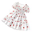thumbnail image 2 of PENGXIANG Enfants Filles Manches Courtes Polka Dot Robe Élégante pour les Enfants Filles Rouge 5-6 Ans, 2 of 6