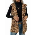 thumbnail image 1 of Chaleco Informal de Felpa de Doble Cara con Estampado de Leopardo, Capucha y Bolsillos para Mujer, Sin Hebillas, para Otoño e Invierno. Marrón Oscuro S, 1 of 9