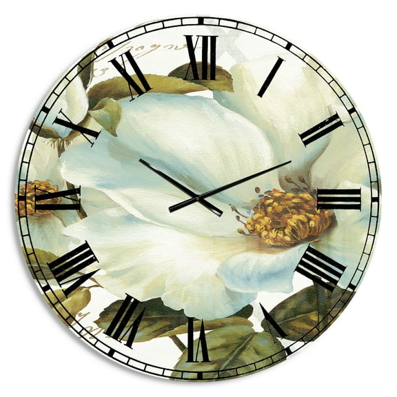 Designart 'White Blossoming Flower Close-up' Traditional Wall Clock