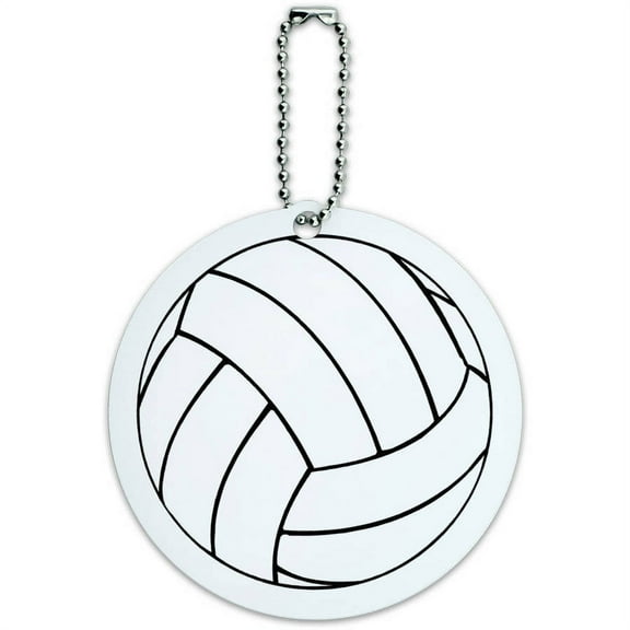 Cartoon Volleyball Round Luggage ID Tag Card for Suitcase or Carry-On