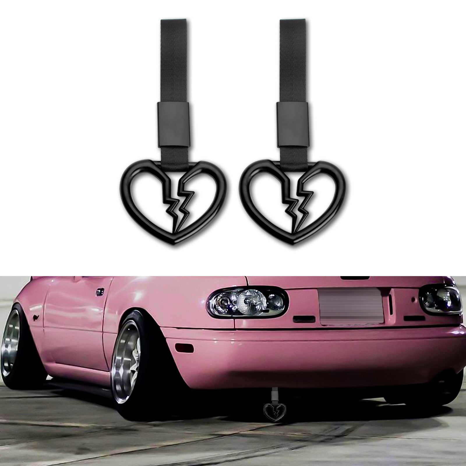 Xotic Tech 2 Pieces JDM Broken Heart Shaped Tsurikawa Car Handle
