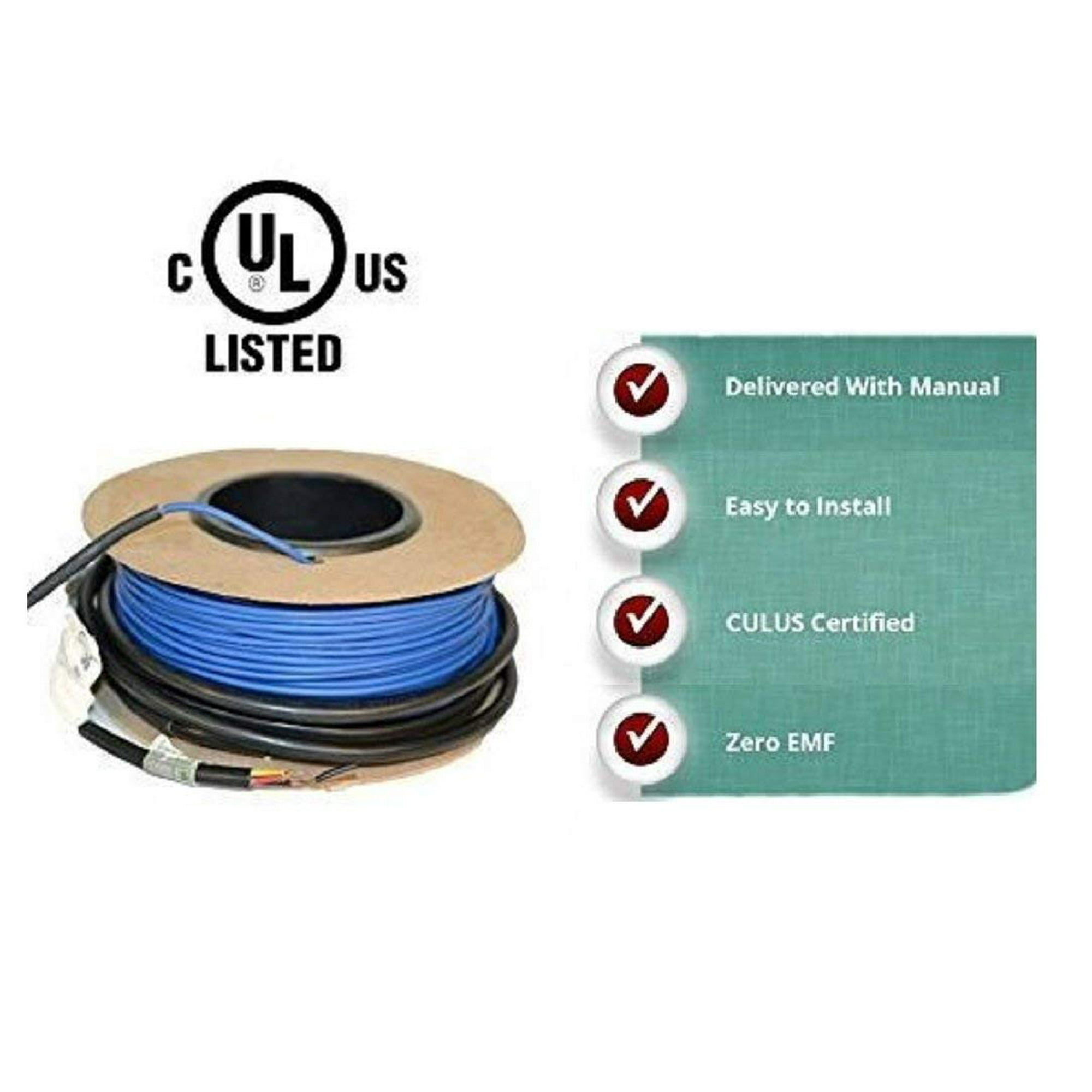 Heavenly Heat Floor Heating System 160 Sq Ft 240v Easy Wire Underfloor Cable With Sensor Plus Plastic Clips Ew240v160sf